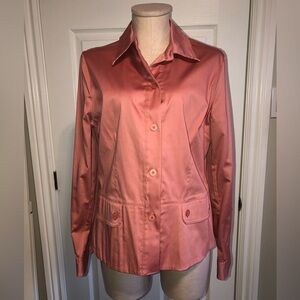 Koret Essentials Women's Satin Button-Up Jacket - Pink/Coral. Size 10